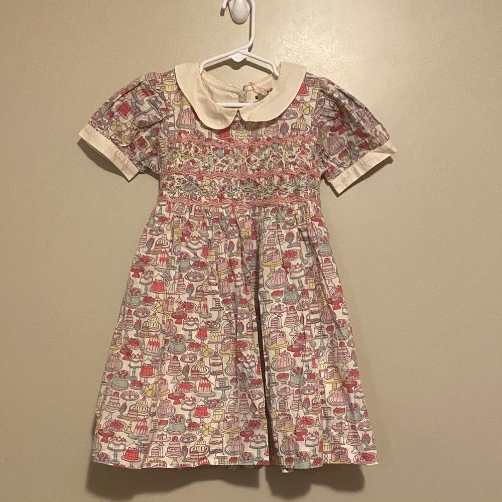 Boden Cream Dress with Multicolor Cupcake Print